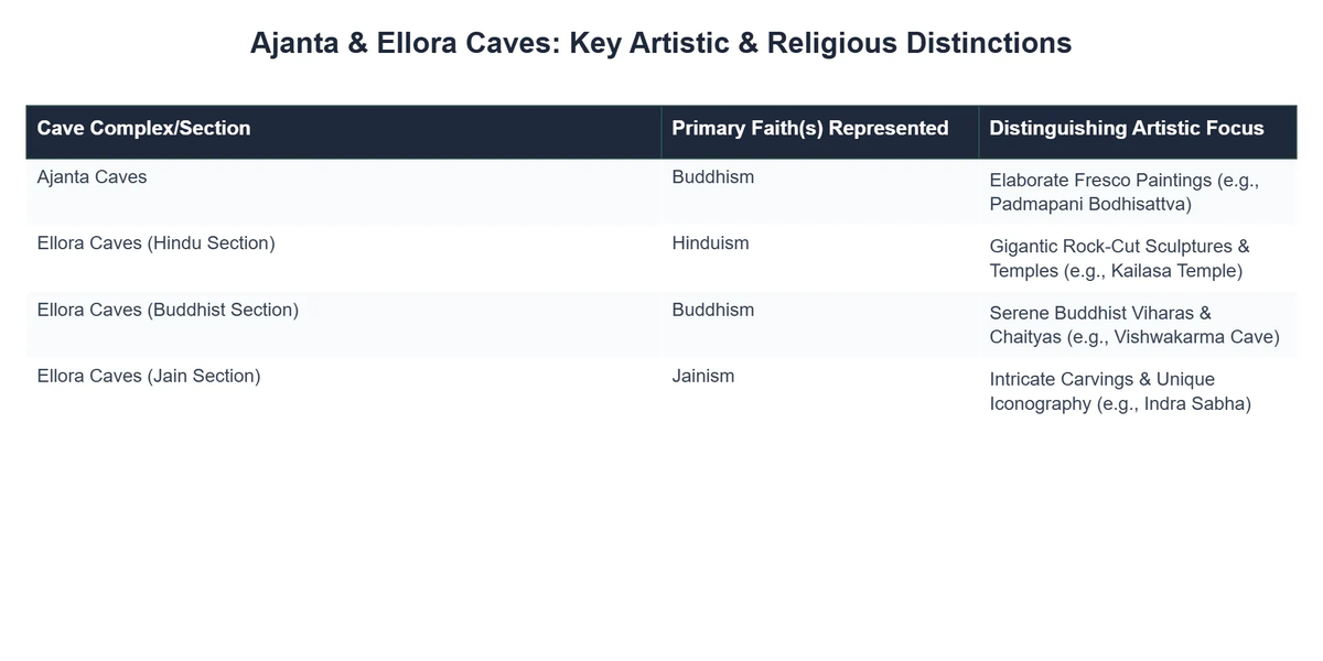 Ajanta & Ellora Caves: Key Artistic & Religious Distinctions