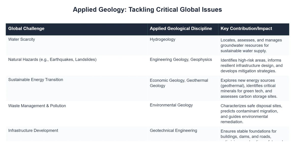 Applied Geology: Tackling Critical Global Issues