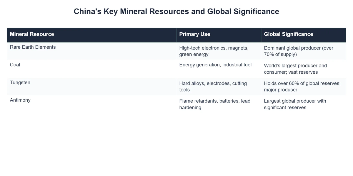 China's Key Mineral Resources and Global Significance