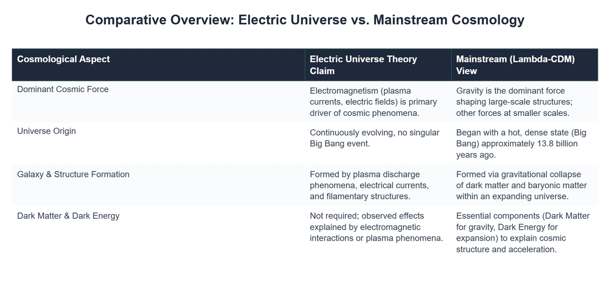 Comparative Overview: Electric Universe vs. Mainstream Cosmology