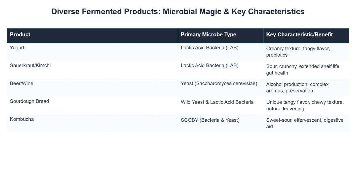 Diverse Fermented Products: Microbial Magic & Key Characteristics