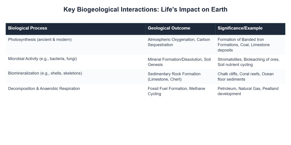 Key Biogeological Interactions: Life's Impact on Earth