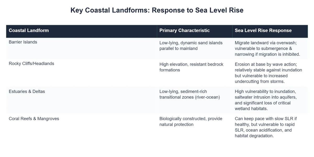 Key Coastal Landforms: Response to Sea Level Rise