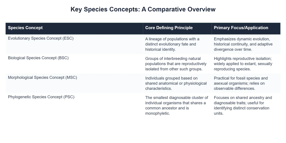 Key Species Concepts: A Comparative Overview