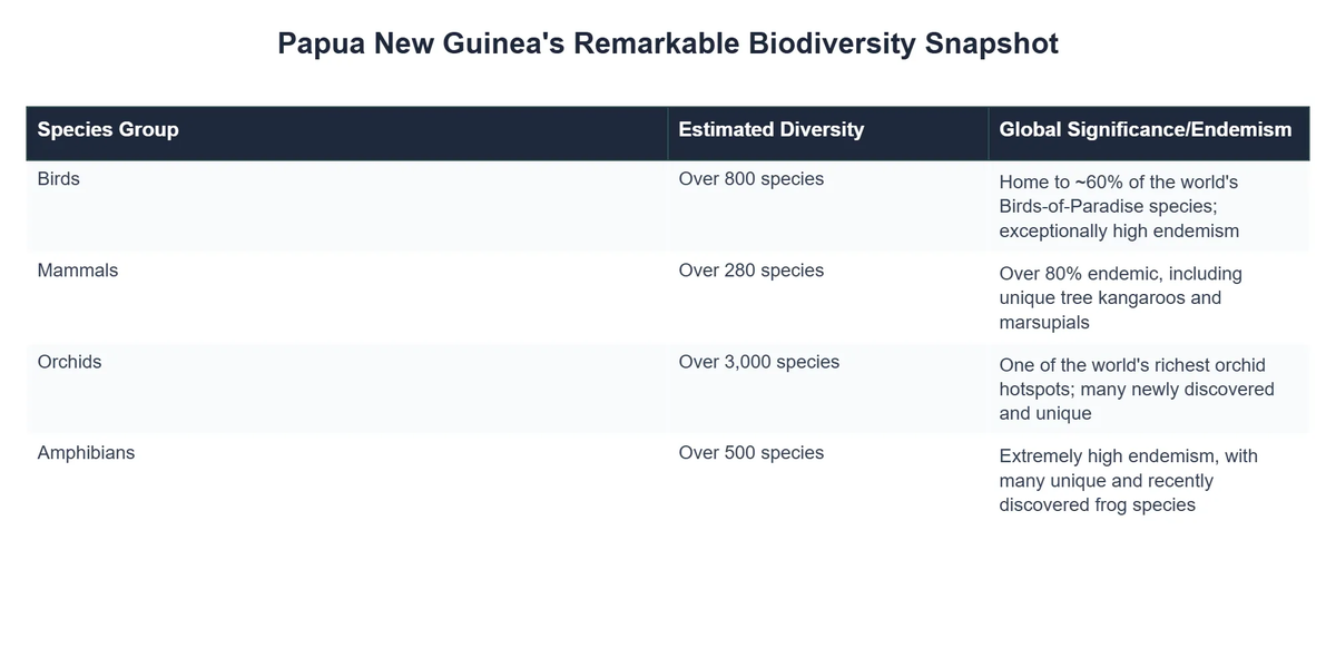 Papua New Guinea's Remarkable Biodiversity Snapshot