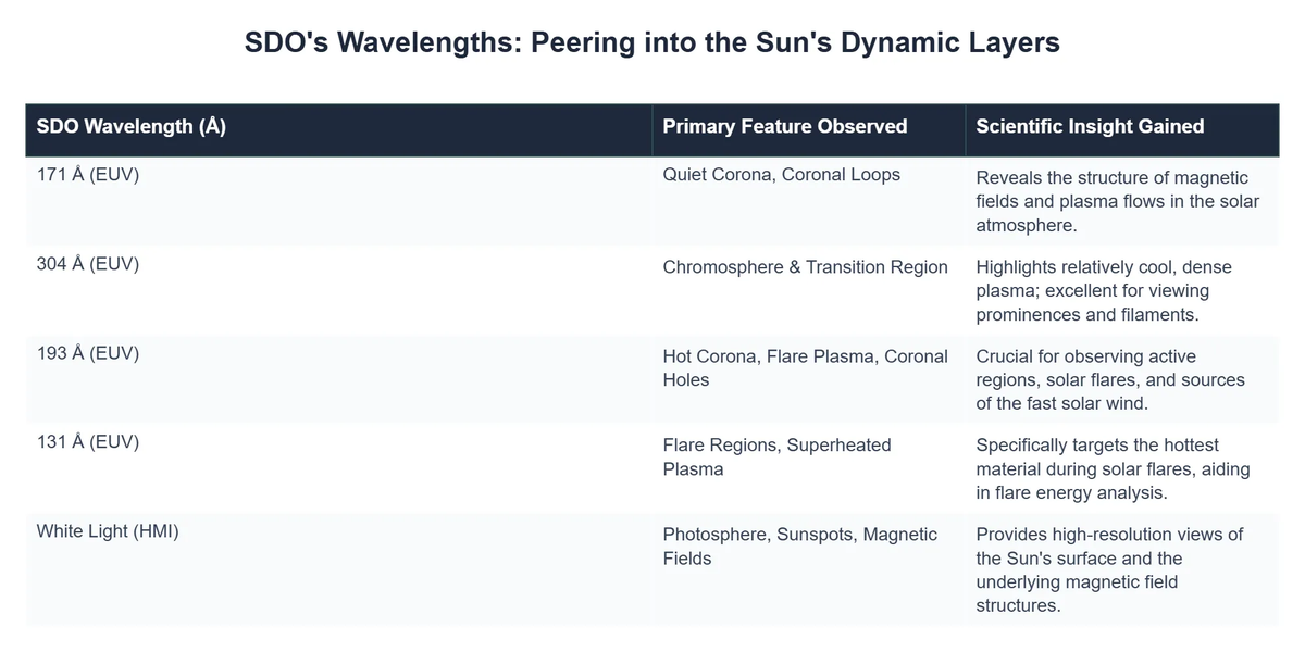 SDO's Wavelengths: Peering into the Sun's Dynamic Layers