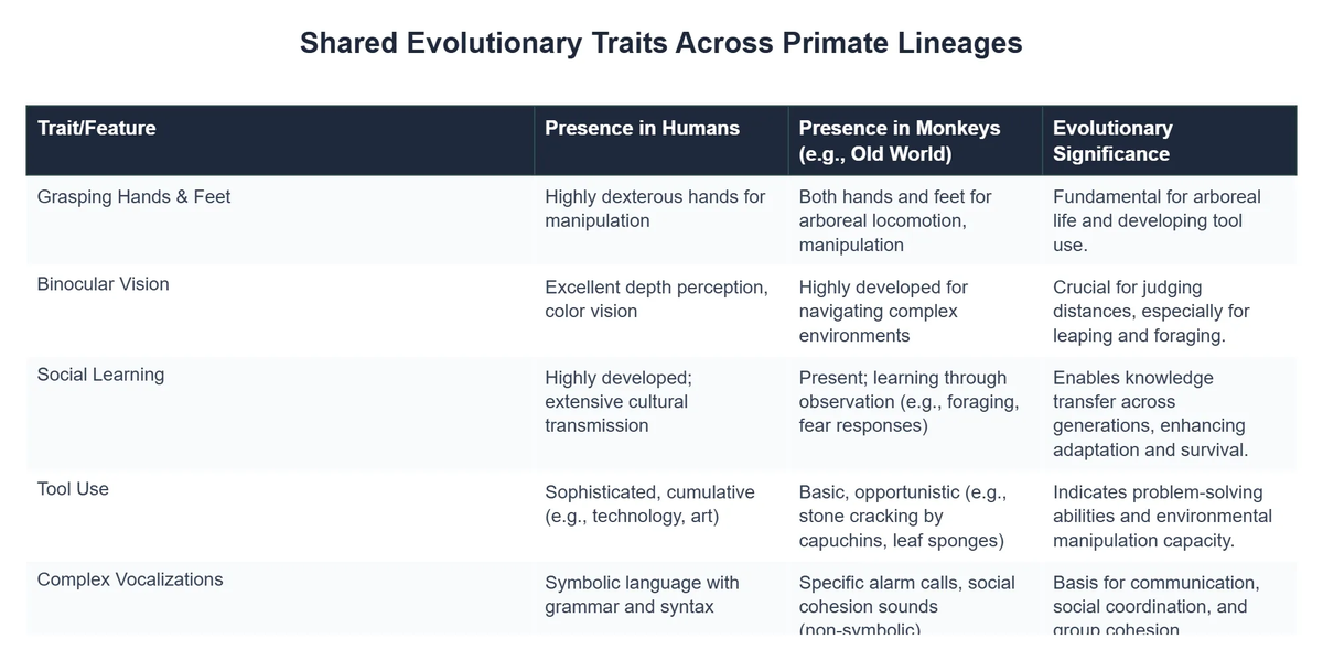 Shared Evolutionary Traits Across Primate Lineages