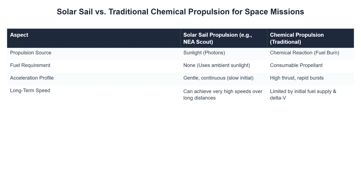 Solar Sail vs. Traditional Chemical Propulsion for Space Missions