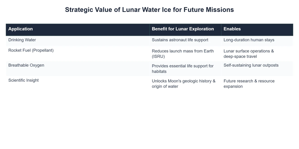 Strategic Value of Lunar Water Ice for Future Missions