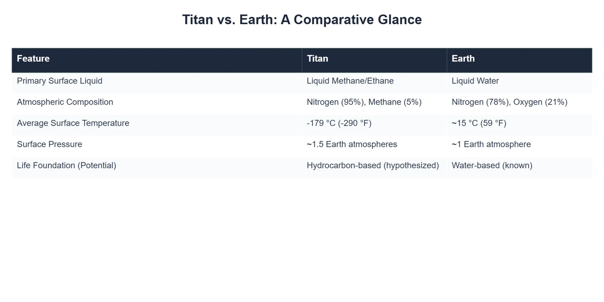 Titan vs. Earth: A Comparative Glance