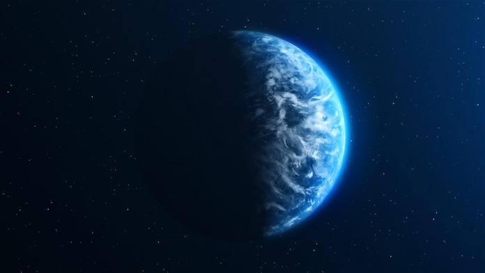 Our vibrant blue Earth, partially illuminated with swirling clouds, appears as a serene yet vulnerable beacon against the vast, star-filled cosmos, highlighting the critical need for asteroid defense.