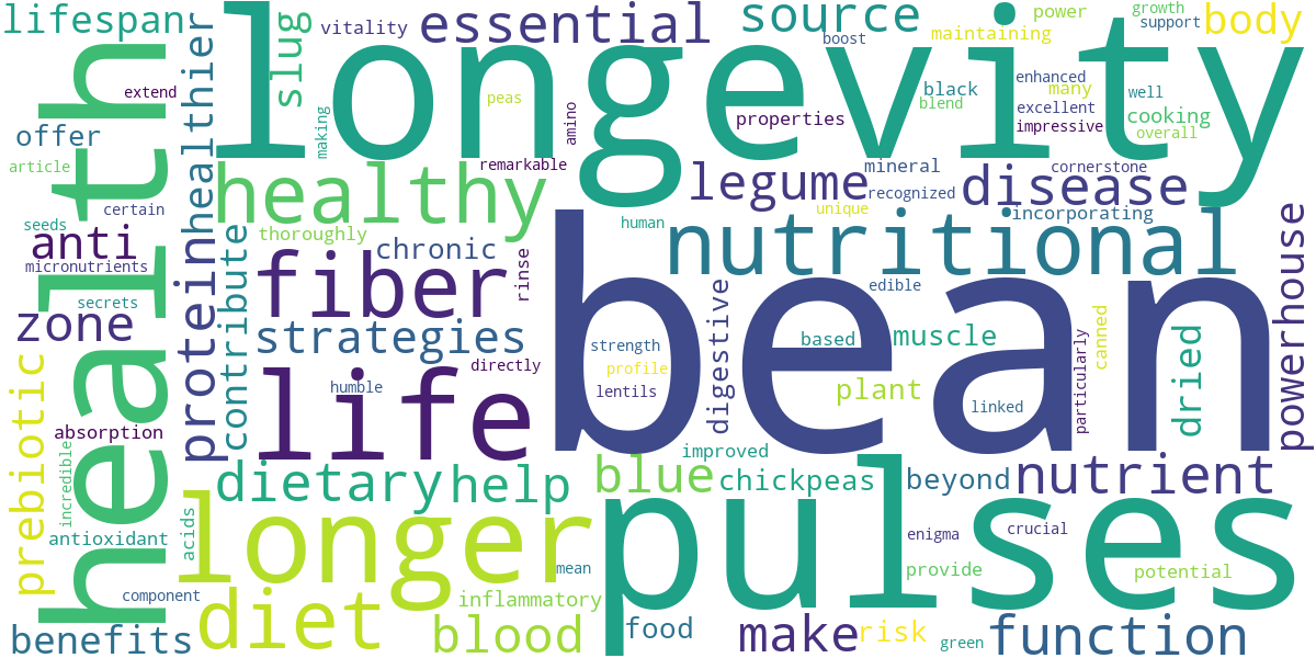 Word cloud for article: Beans for Longevity: The Power of Pulses