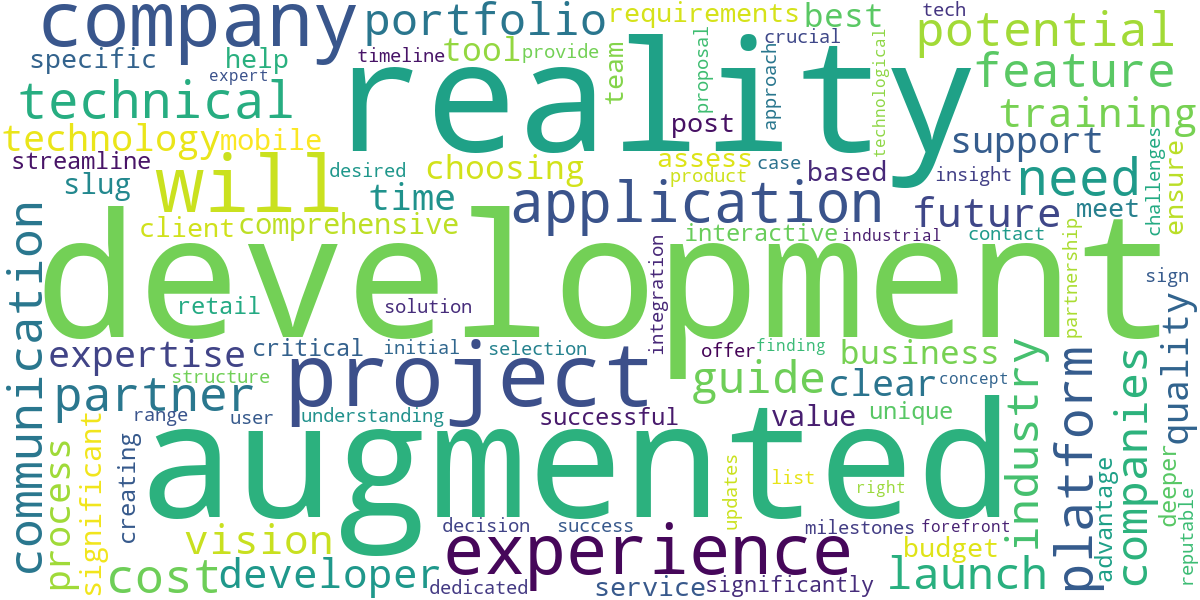 Word cloud for article: Best Augmented Reality App Development Company: How to Choose