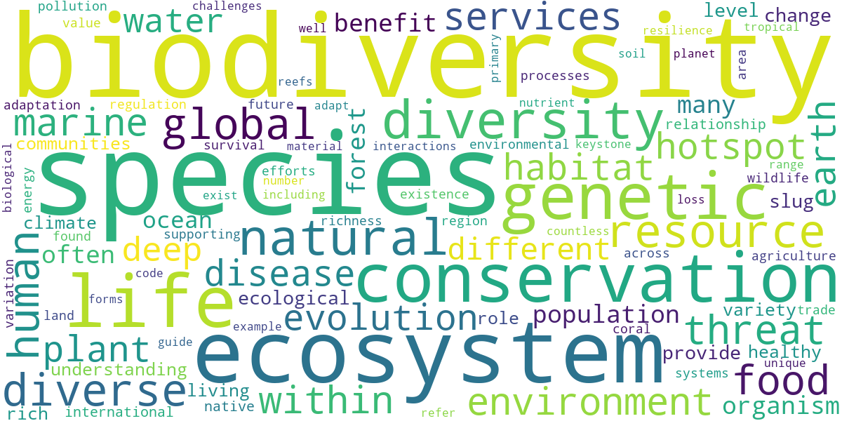 Word cloud for article: Biodiversity: A Comprehensive Guide to Life on Earth