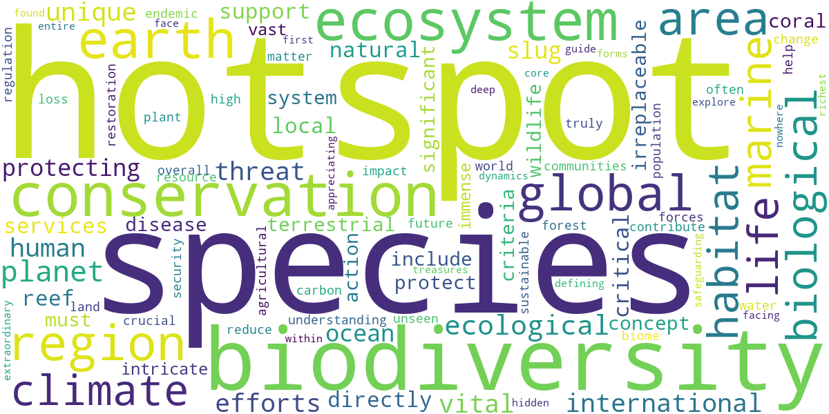 Word cloud for article: Biological Hotspots: Earth's Richest Ecosystems Explained