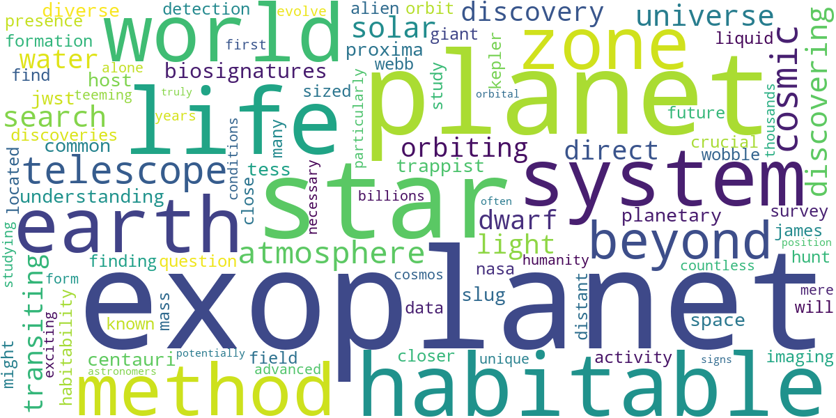 Word cloud for article: Exoplanets: The Hunt for Habitable Worlds Beyond Our Solar System