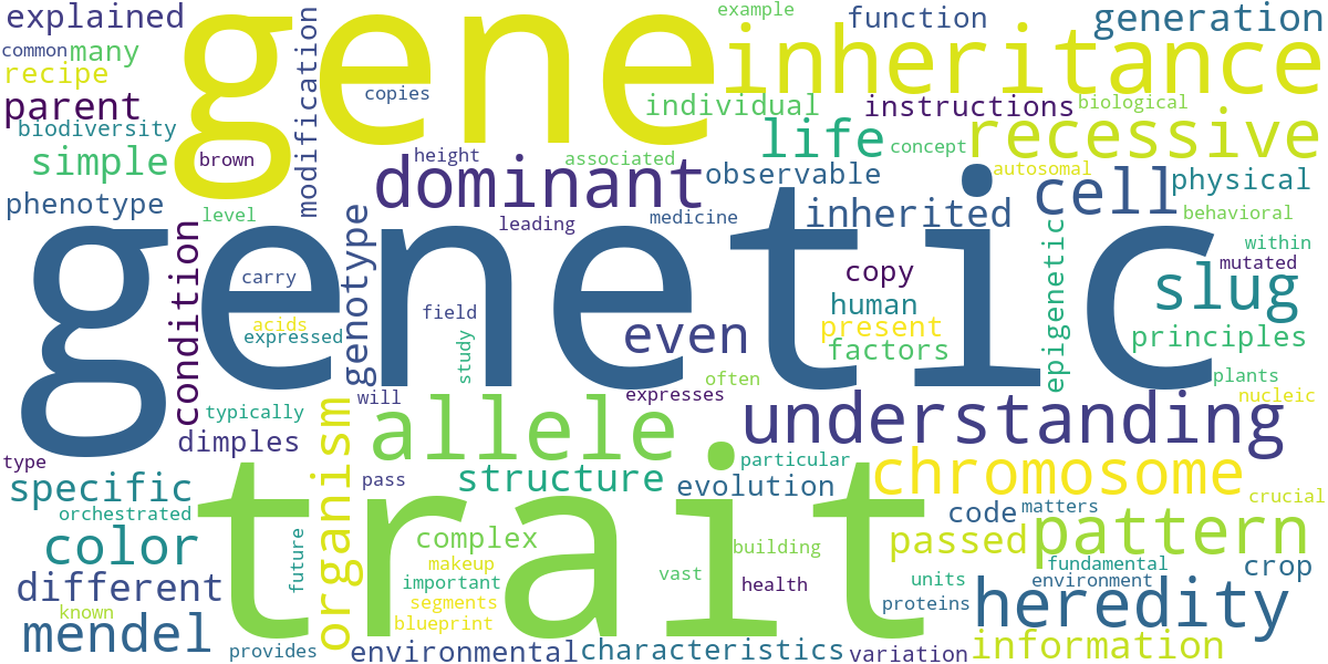 Word cloud for article: Genetics and Heredity: Understanding How Traits are Inherited