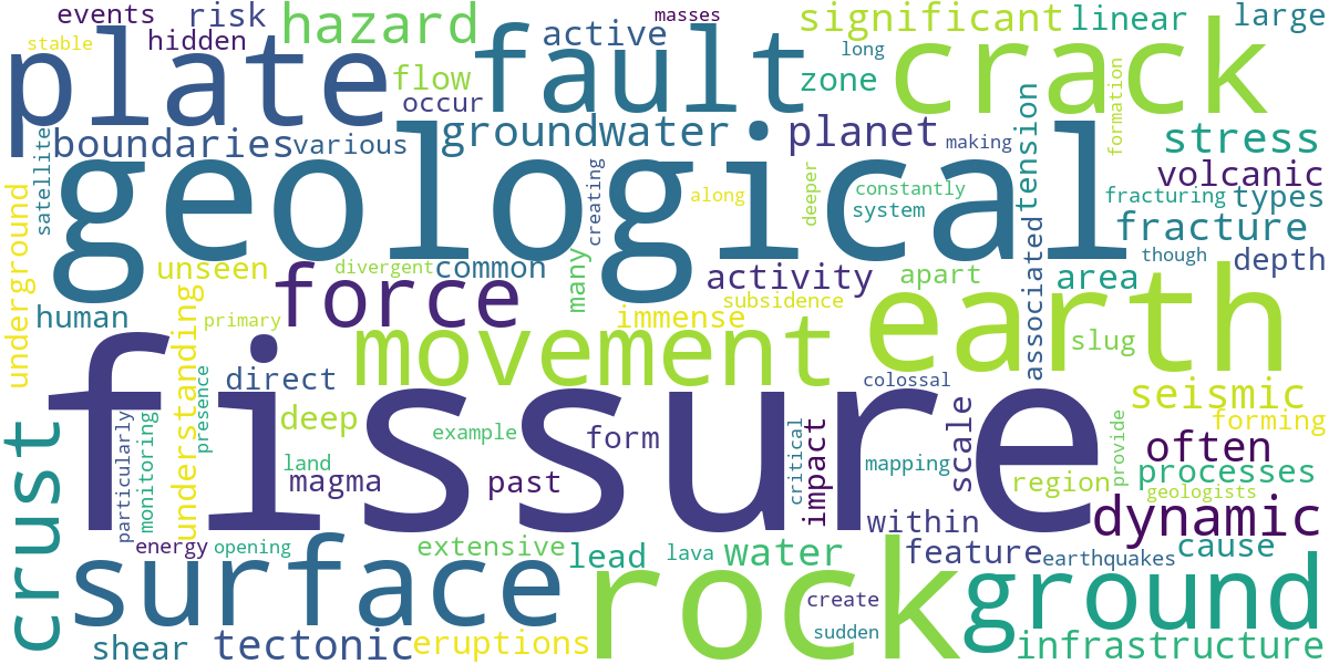Word cloud for article: Geological Fissures: Cracks in Earth's Crust