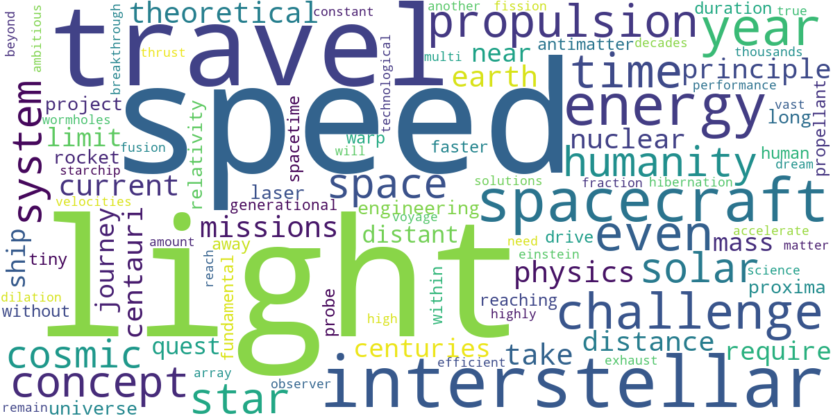 Word cloud for article: Light Speed Spacecraft: The Quest for Interstellar Travel