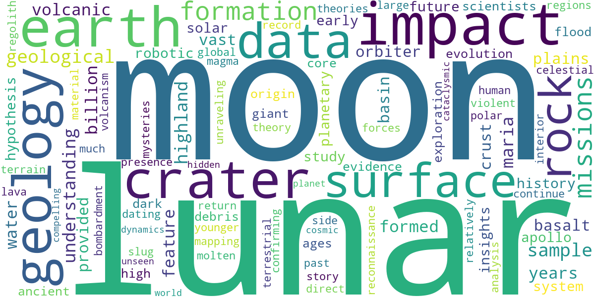 Word cloud for article: Lunar Geology: Unraveling Moon Formation and Mysteries