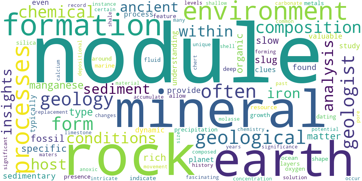 Word cloud for article: Nodules in Geology: Tiny Clues to Earth's Processes