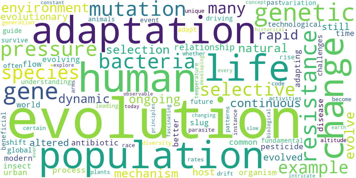 Word cloud for article: Ongoing Evolution: How Life Continues to Adapt Today