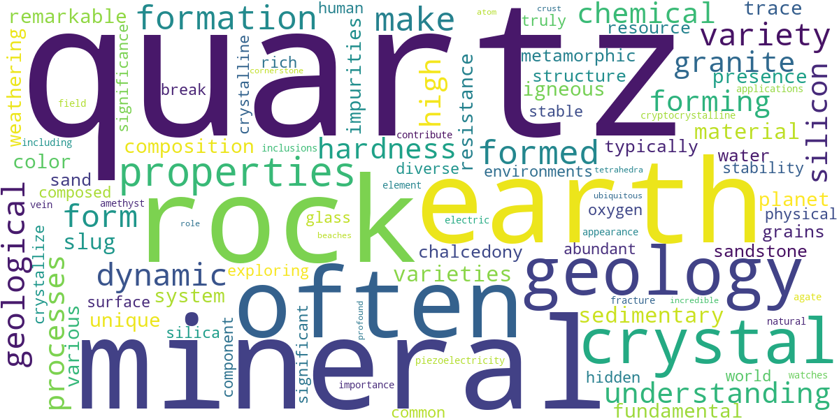 Word cloud for article: Quartz Geology: Earth's Ubiquitous Mineral