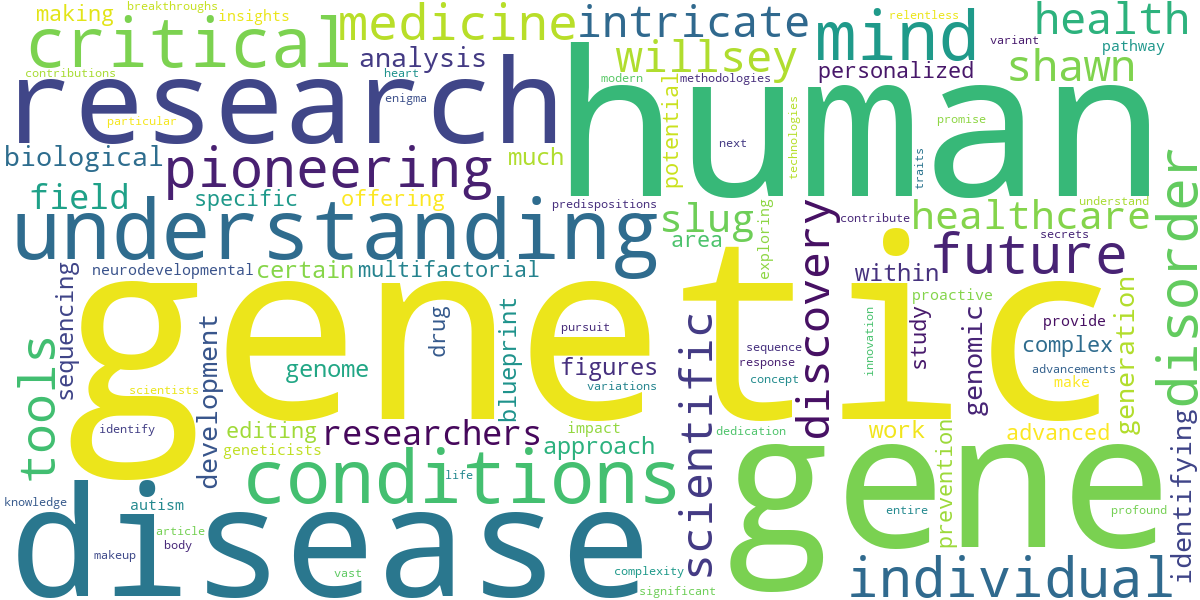 Word cloud for article: Shawn Willsey: Pioneering Human Genetics Research