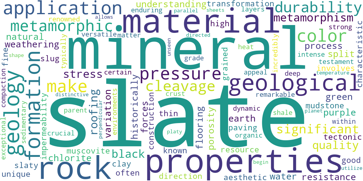 Word cloud for article: Slate Geology: Formation, Properties, and Uses