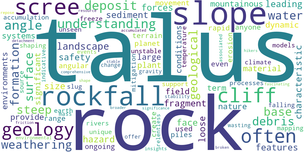 Word cloud for article: Talus in Geology: Understanding Scree Slopes and Rockfalls