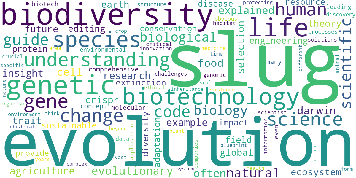 Word cloud for article: The Code of Life: Decoding Genetics, Evolution, and Existence